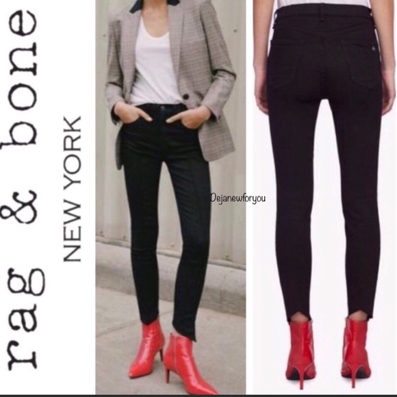 rag & bone Denim - rag and bone Black High Rise Skinny Ankle Jeans